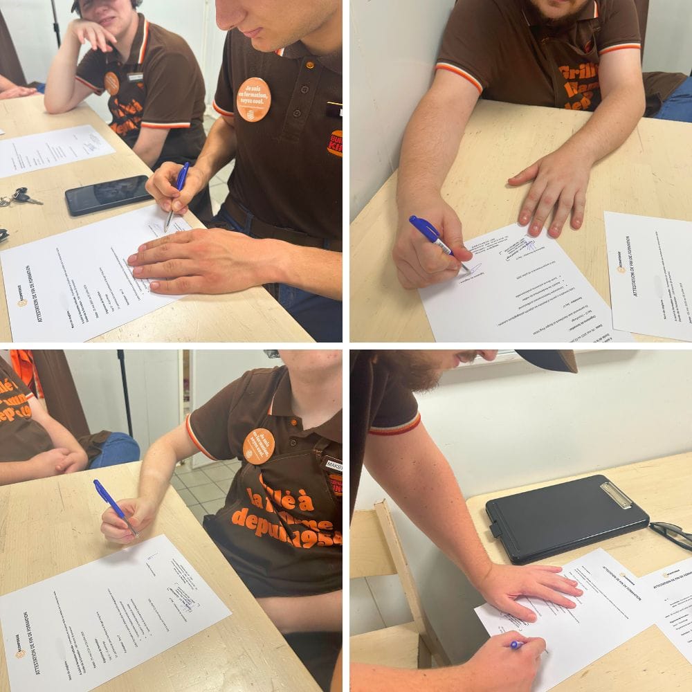 Signature des stagiaires de l'attestation de fin de formation